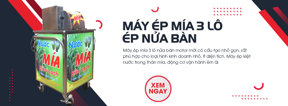 Máy ép mía 3 lô ép nửa bàn