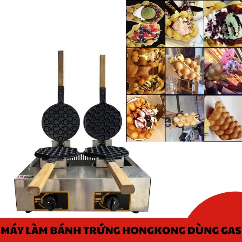 Máy làm bánh trứng gà non hongkong loại 2 bếp dùng ga