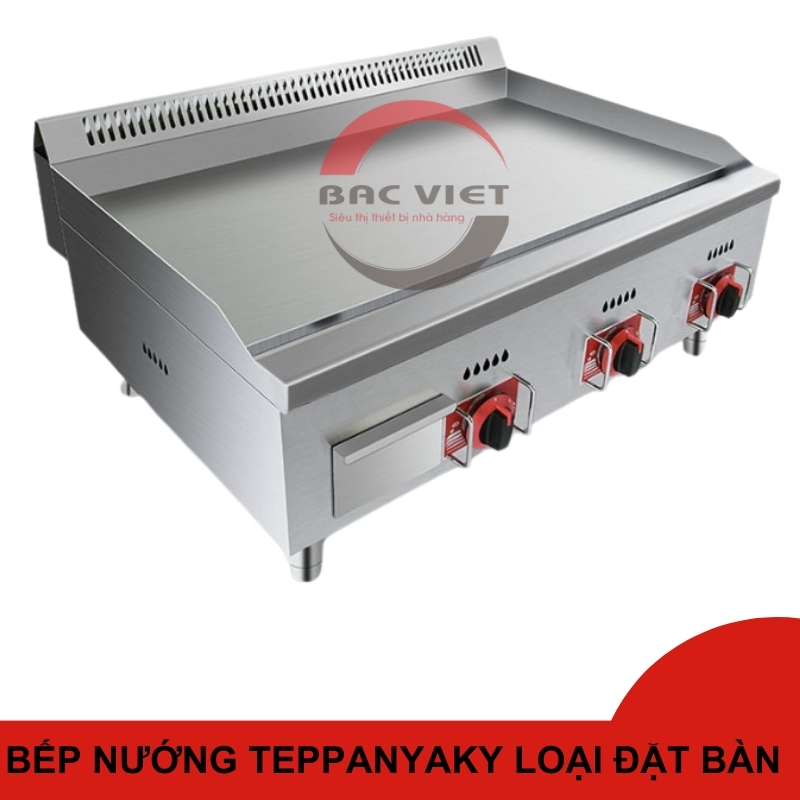 Bếp nướng teppanyaky dùng ga loại đặt bàn mặt bếp dầy 16mm