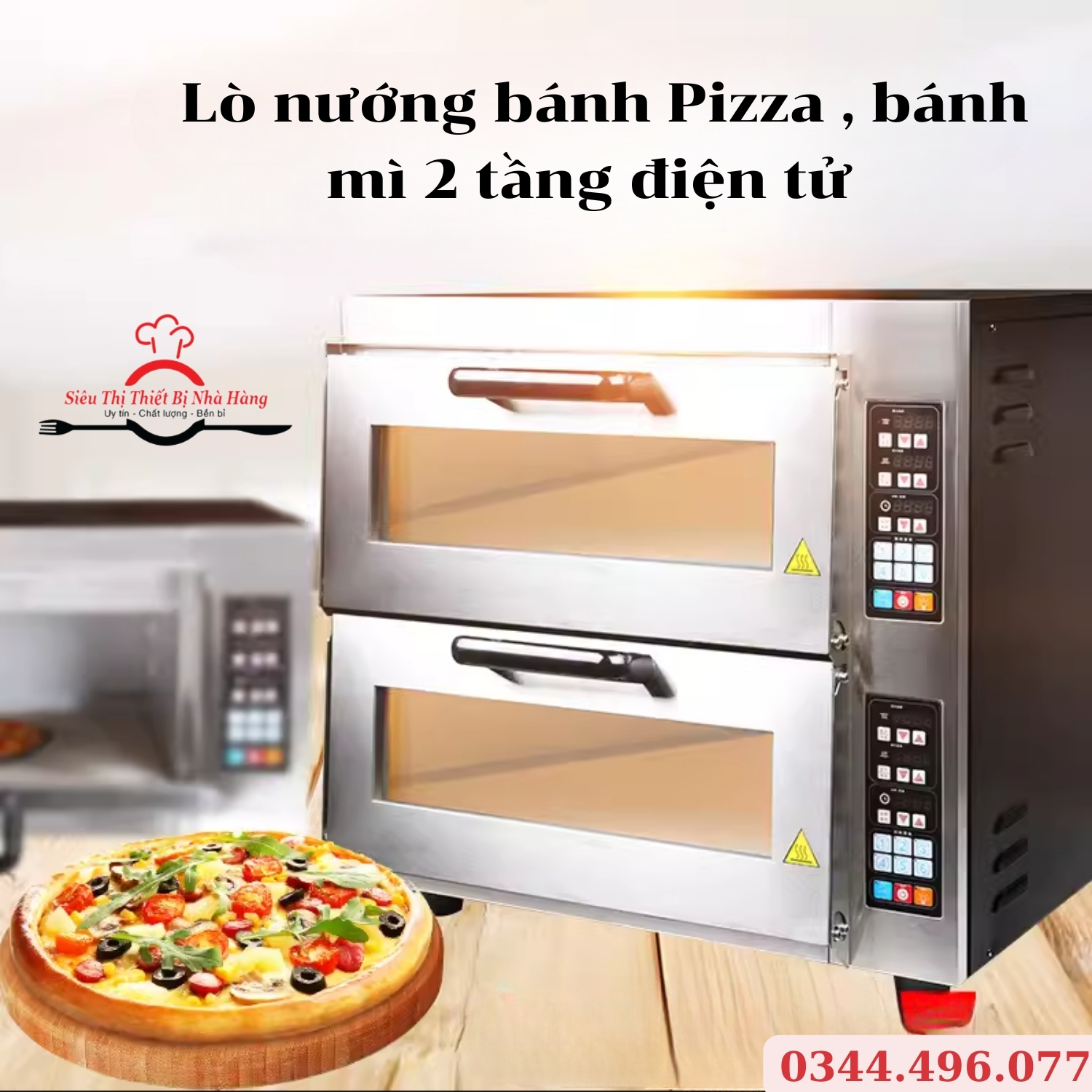 LÒ NƯỚNG BÁNH PIZZA 2 TẦNG CHUYÊN DỤNG - MẶT NƯỚNG ĐÁ BẢNG ĐIỀU KHIỂN ĐIỆN TỬ