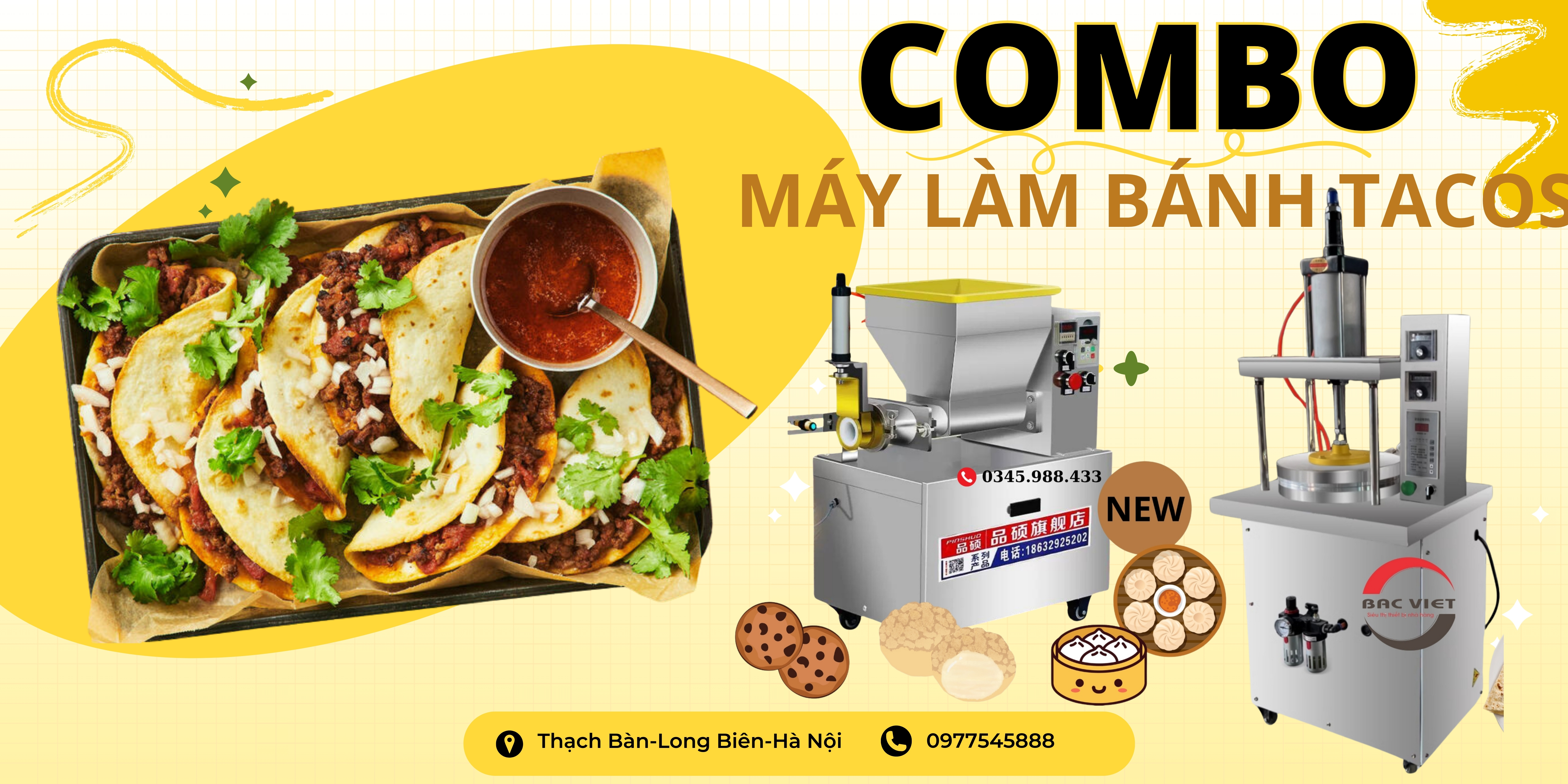 Combo máy làm bánh tacos tại Bắc Việt