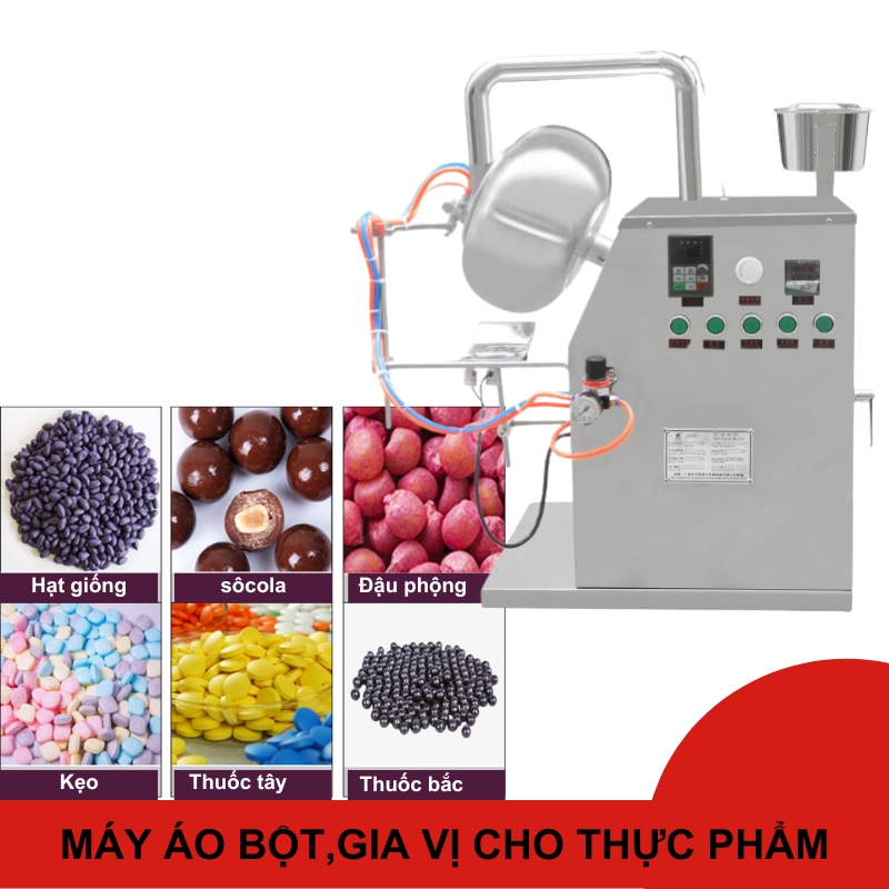 Máy phủ đường làm bóng viên thuốc có hệ thống phun dung dịch tự động model BYC-600