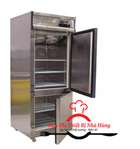 2 cánh tủ lạnh công nghiệp với cánh trên lớn có cấu tạo chắc chắn, giữ nhiệt tốt