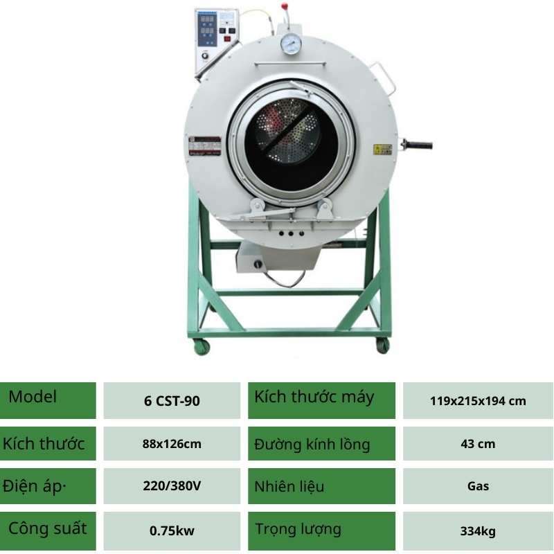 Máy Sao Chè Đường Kính 90 Dùng Ga – Năng Suất Lớn, Giá Tốt